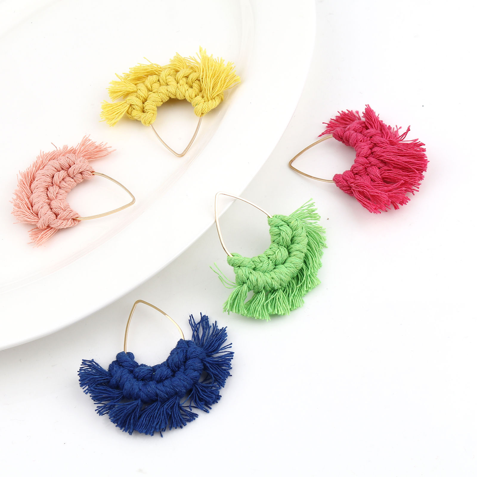 Picture of Zinc Based Alloy & Polyester Tassel Pendants Fan-shaped Drop