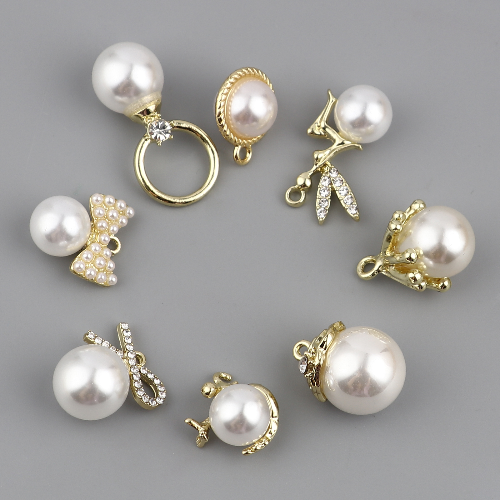 Picture of Zinc Based Alloy & Acrylic Charms Imitation Pearl