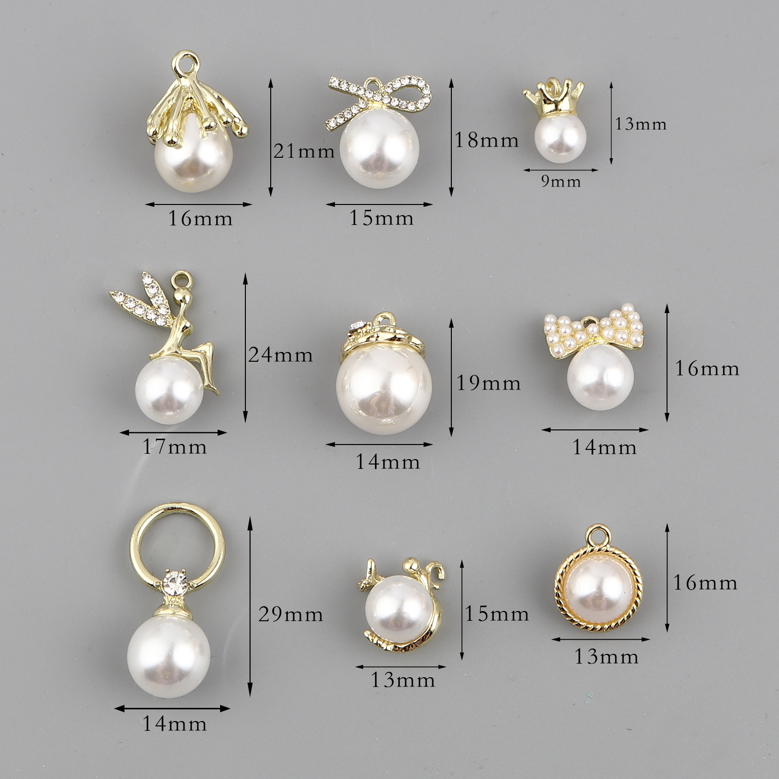 Picture of Zinc Based Alloy & Acrylic Charms Imitation Pearl