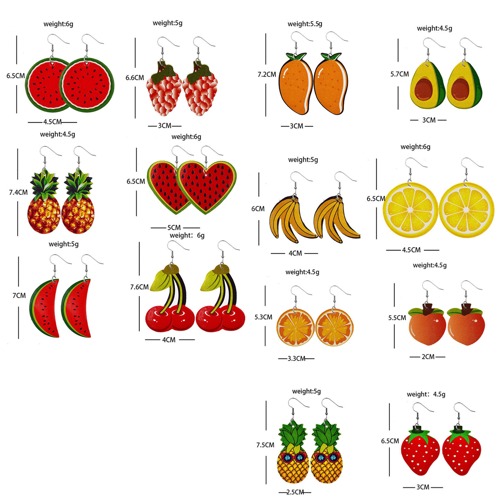 Picture of PU Leather Earrings Multicolor Fruit