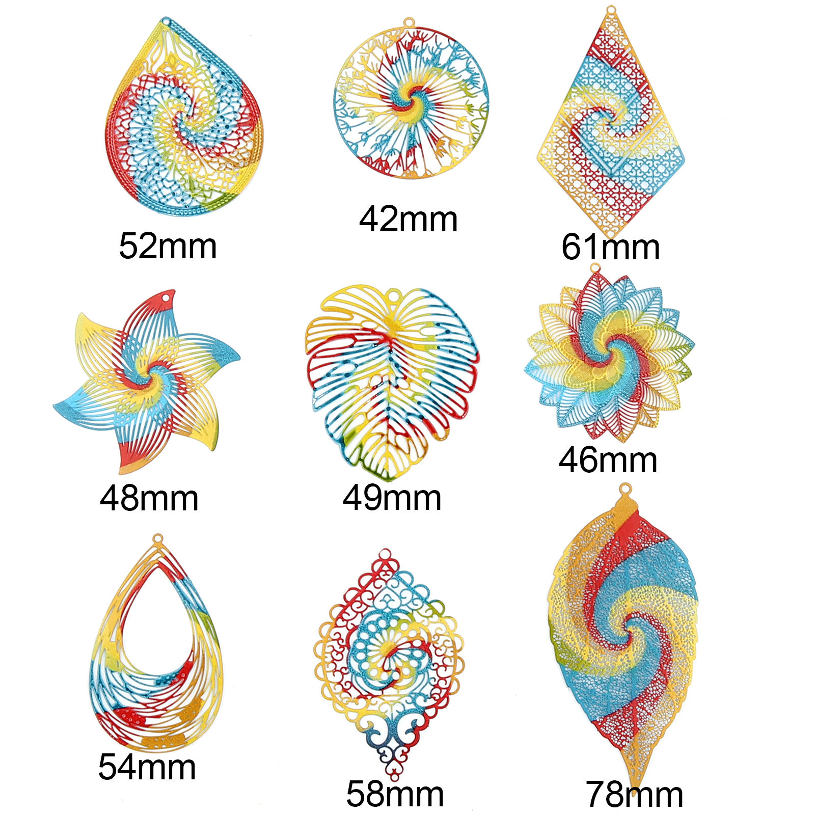 Immagine di Lega di Ferro Filigree Stamping Ciondoli 5 Pz