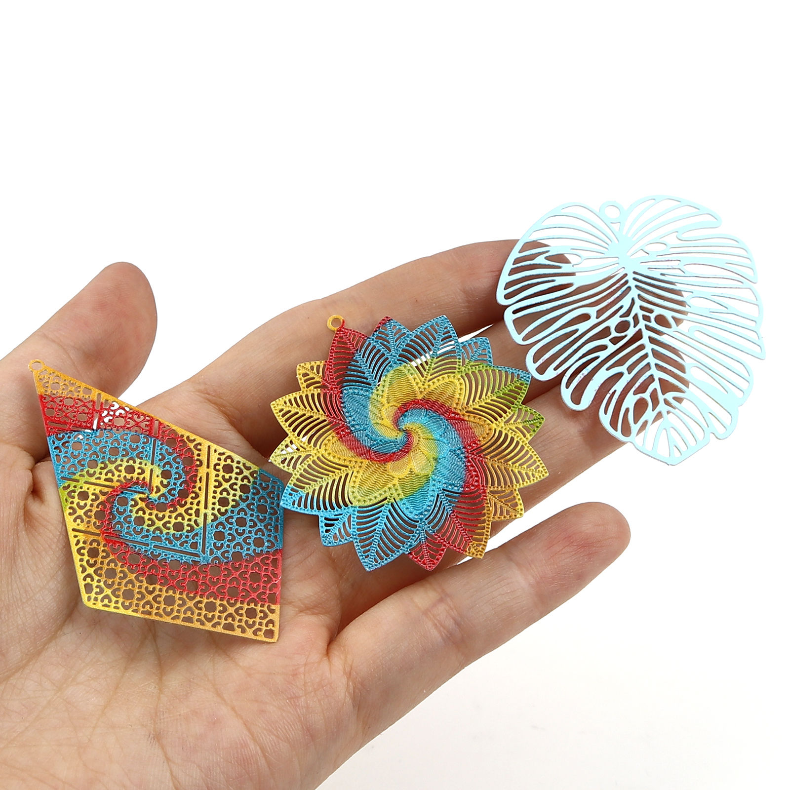 Immagine di Lega di Ferro Filigree Stamping Ciondoli 5 Pz