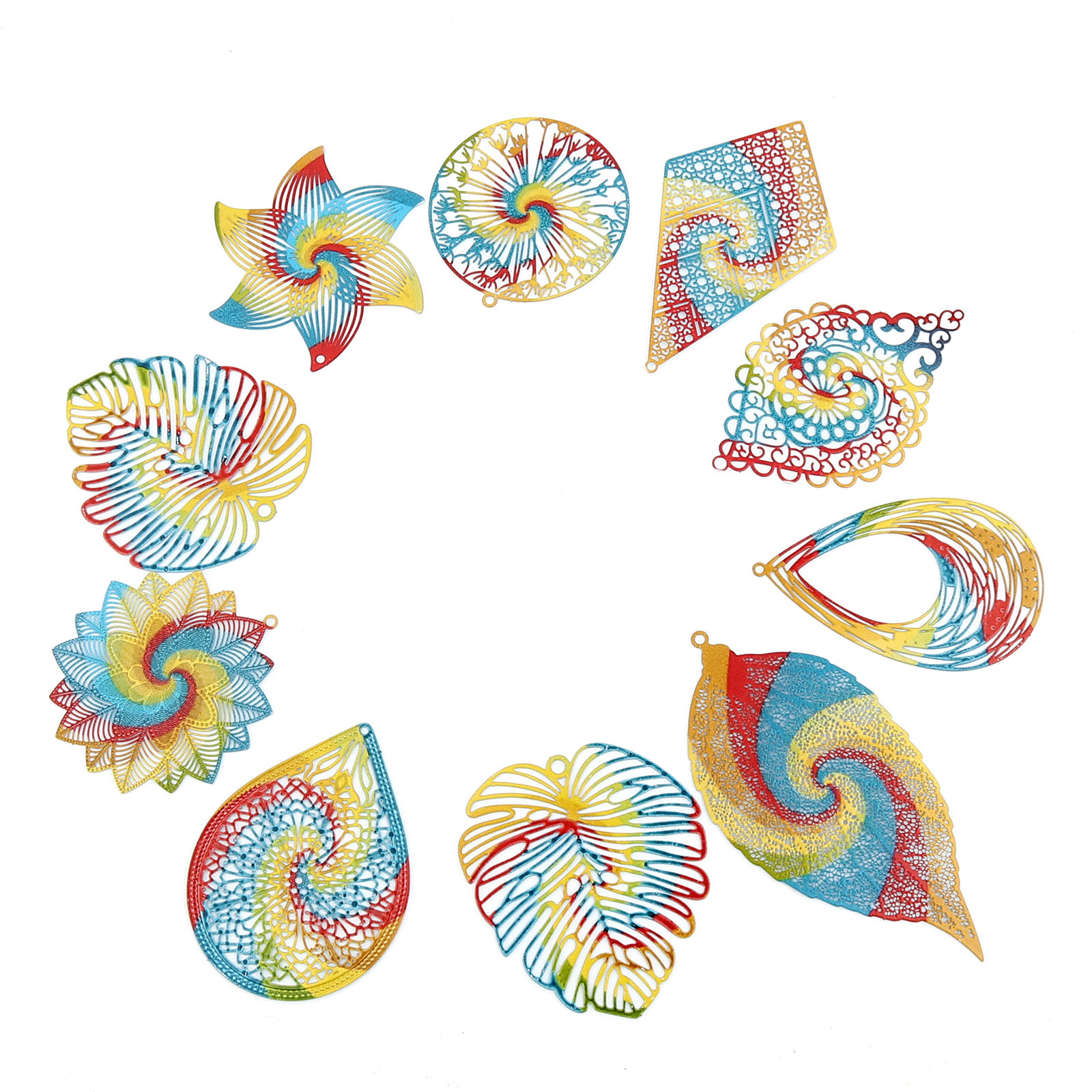 Immagine di Lega di Ferro Filigree Stamping Ciondoli 5 Pz