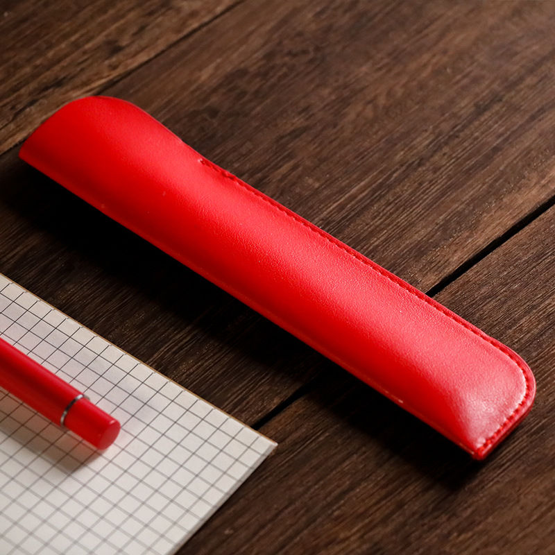 Picture of PU Leather Portable Pen Cover Sleeve Holder For Pocket Office Student Stationery Supplies