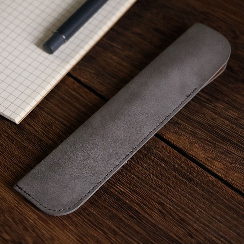 Picture of PU Leather Portable Pen Cover Sleeve Holder For Pocket Office Student Stationery Supplies