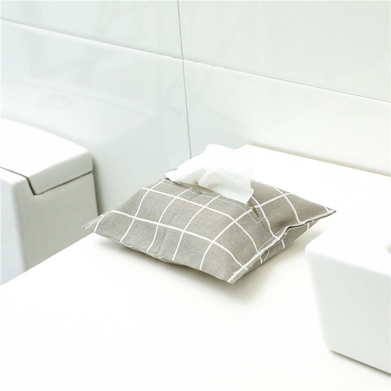 Изображение Japanese Style Cloth Art Cotton And Linen Tissue Box Bag 