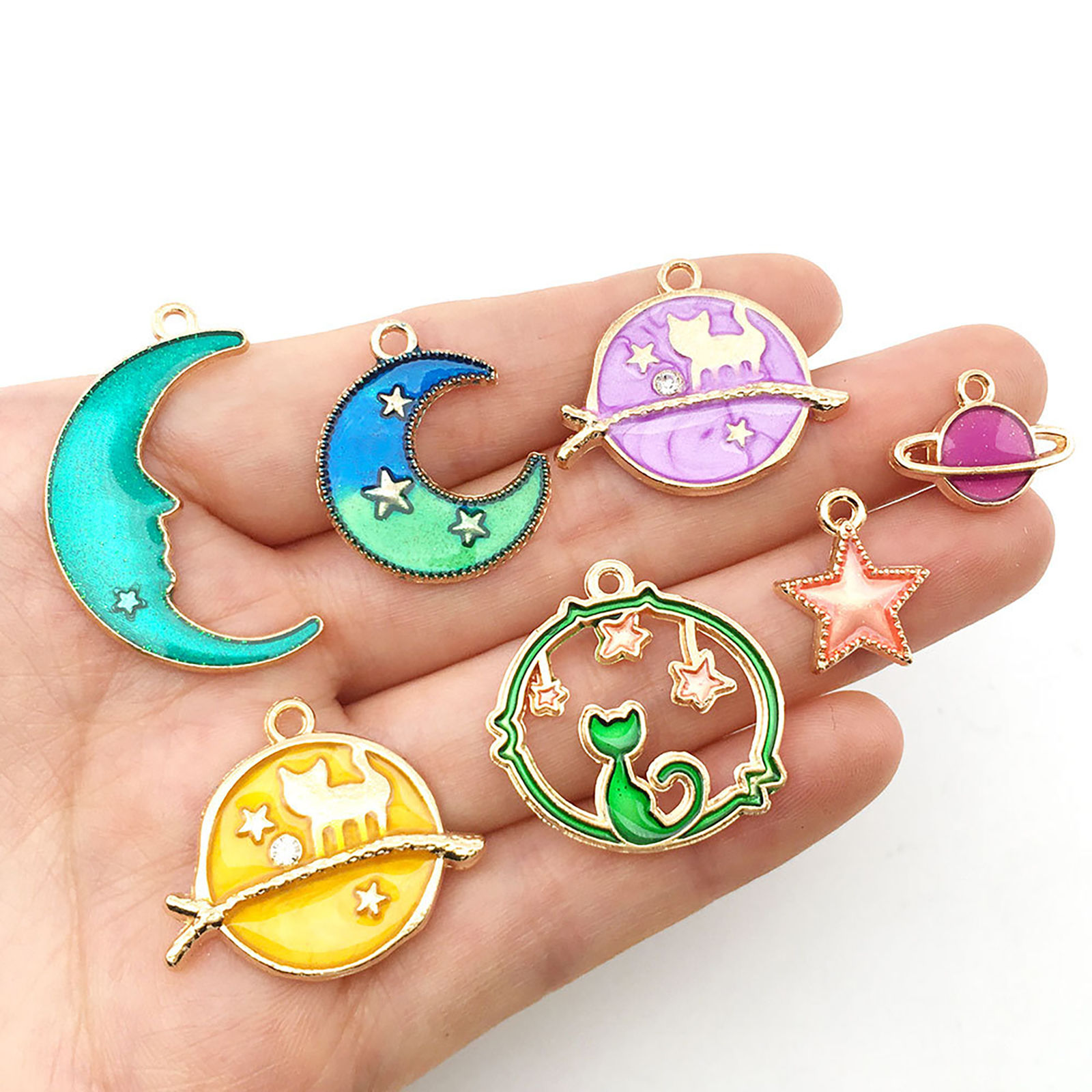 Picture of Zinc Based Alloy Galaxy Charms Half Moon Star