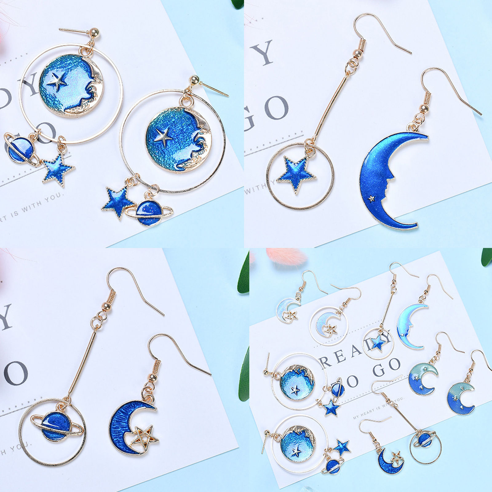 Picture of Zinc Based Alloy Galaxy Charms Half Moon Star