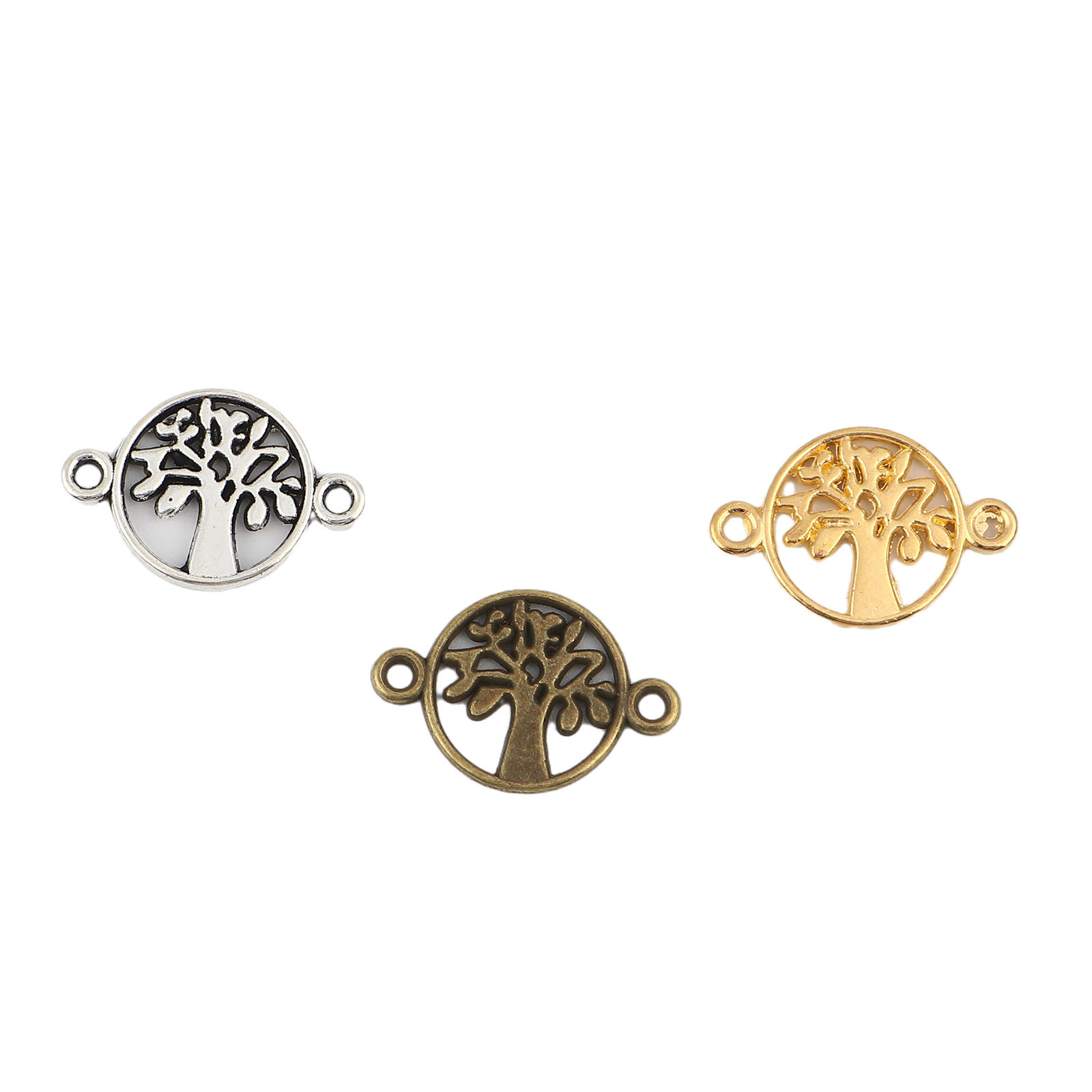 亜鉛合金 コネクターパーツ 円形 生命の樹柄 50 個 の画像
