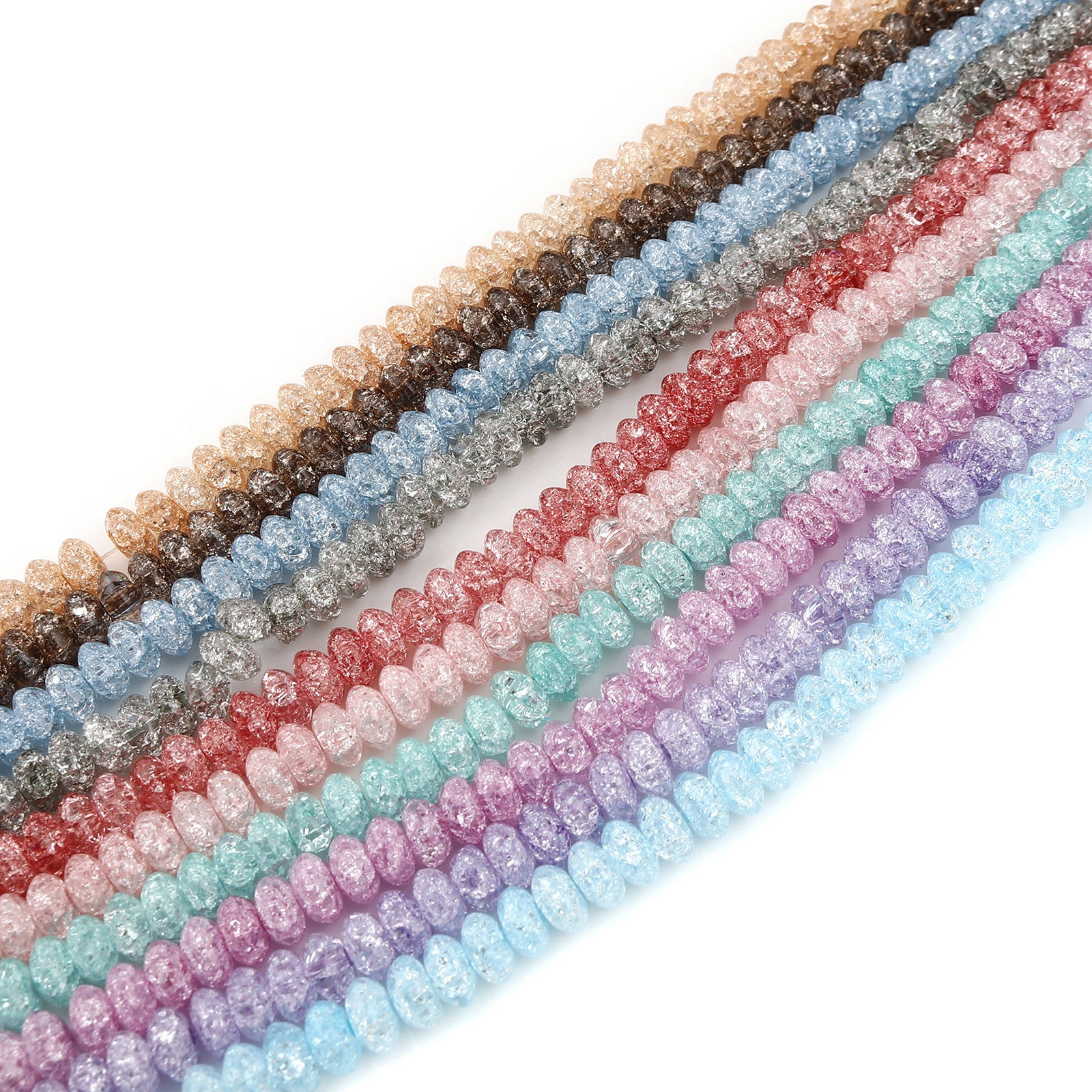 Immagine di Vetro Perline Tondo Piatto Trasparente Crepa 1 Filo