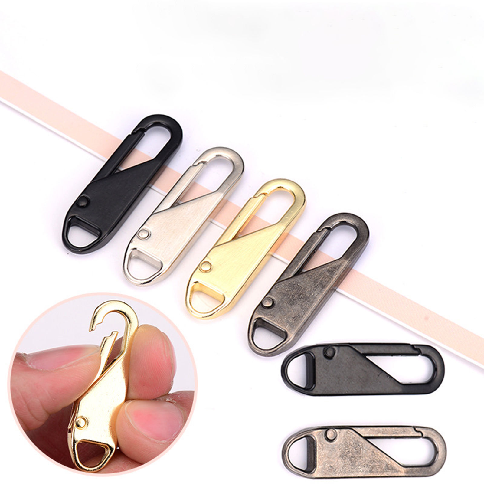 Picture of Zinc Based Alloy Zipper Pulls Garment Accessories Oval Detachable