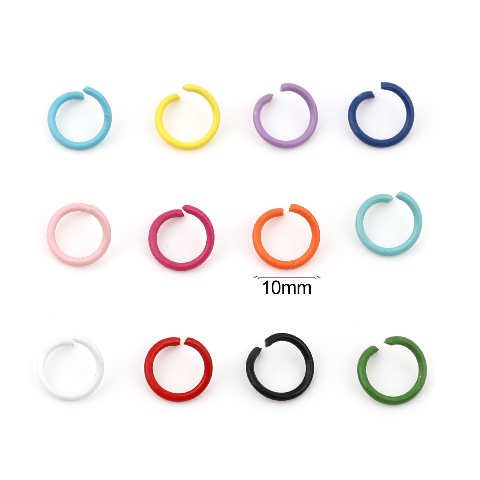 Picture of 10mm Dia., 1.3mm(16 gauge) Iron Based Alloy Open Jump Rings Findings For Jewelry Making Multicolor Round