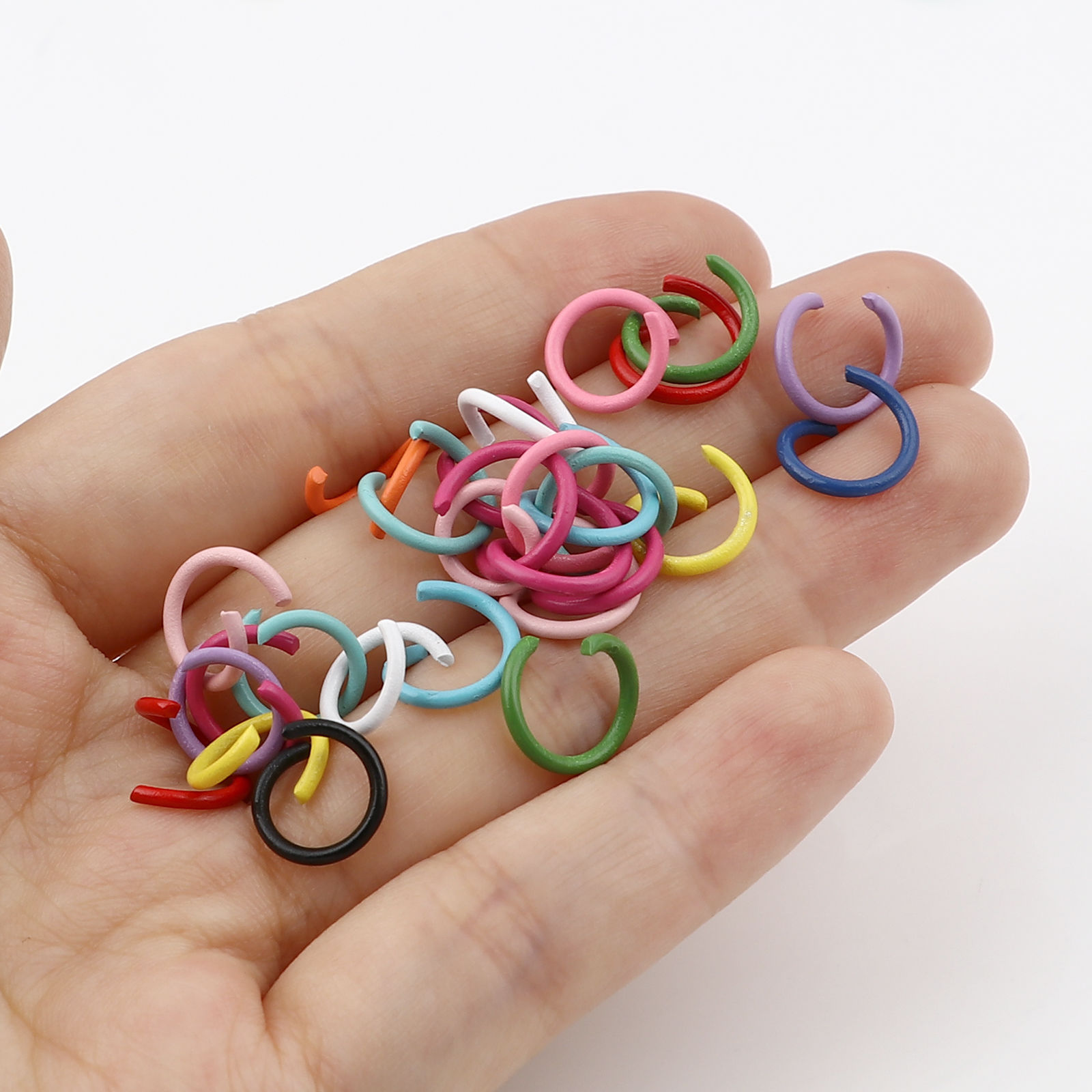 Picture of 10mm Dia., 1.3mm(16 gauge) Iron Based Alloy Open Jump Rings Findings For Jewelry Making Multicolor Round