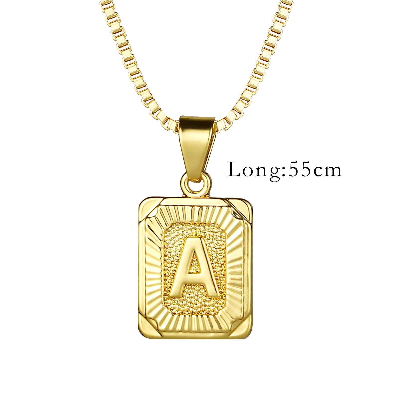 Bild von Kupfer Halskette 24K Echtgold plattiert Rechteck Anfangsbuchstabe/ Großbuchstabe 1 Strang