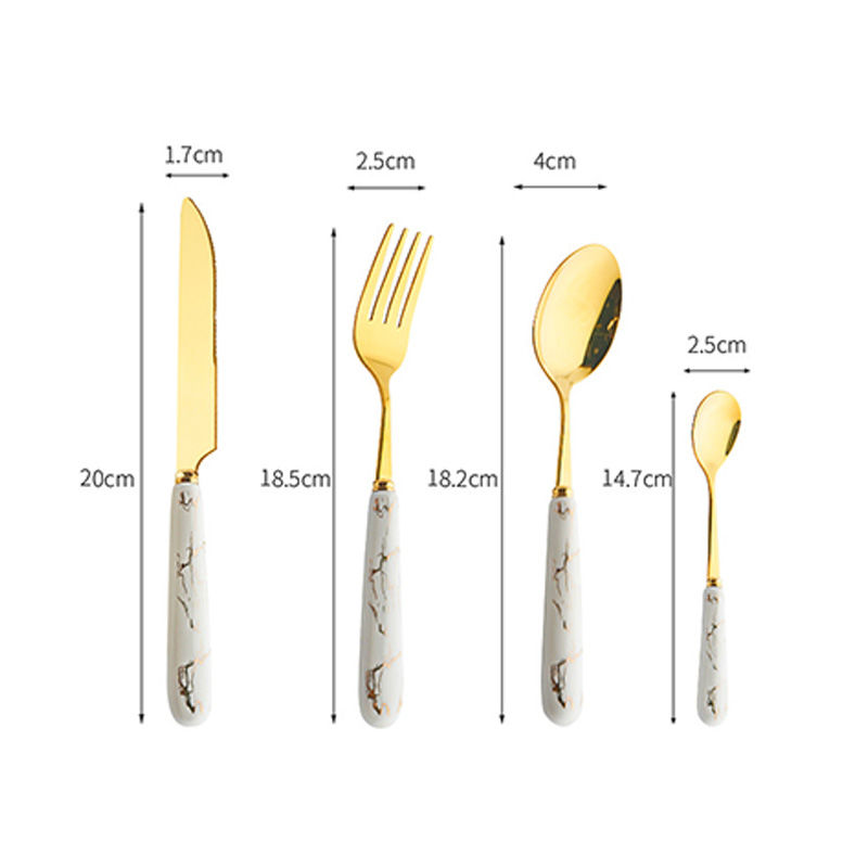 Picture of Stainless Steel & Ceramic Knife Fork Spoon Set Flatware Cutlery Tableware