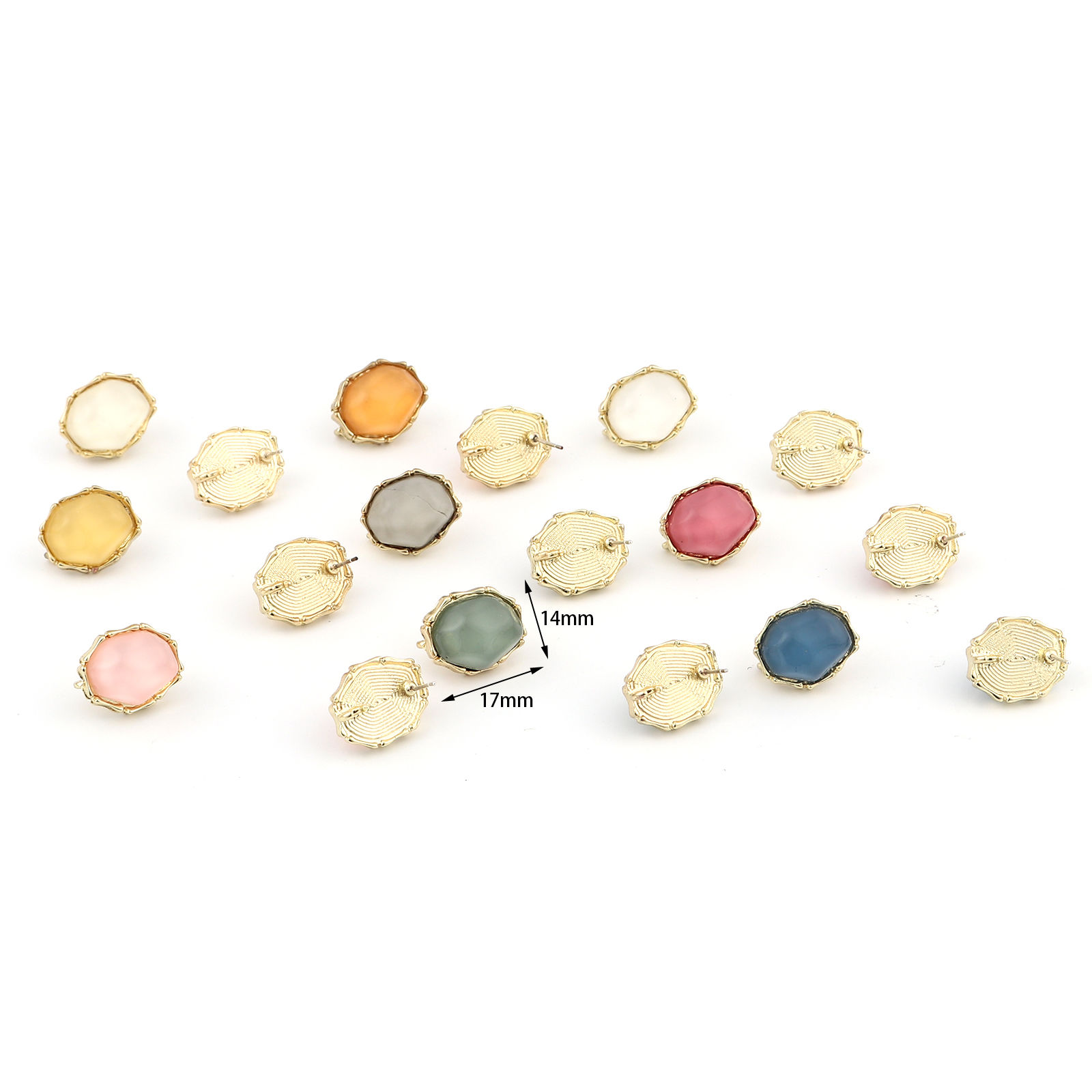 Bild von Zinklegierung & Acryl Ohrring Ohrstecker Zubehör Oval Vergoldet Bunt M/Öse 17mm x 14mm, 4 Stück