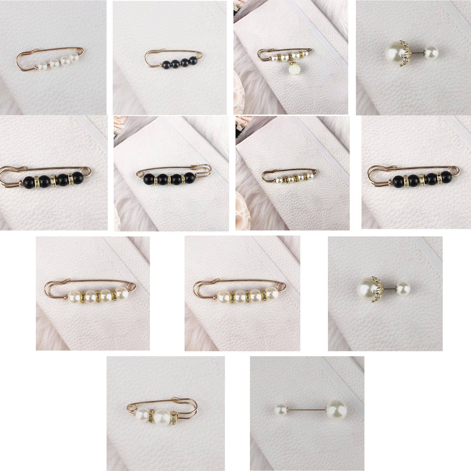 Picture of Acrylic Pin Brooches White Imitation Pearl 1 Piece