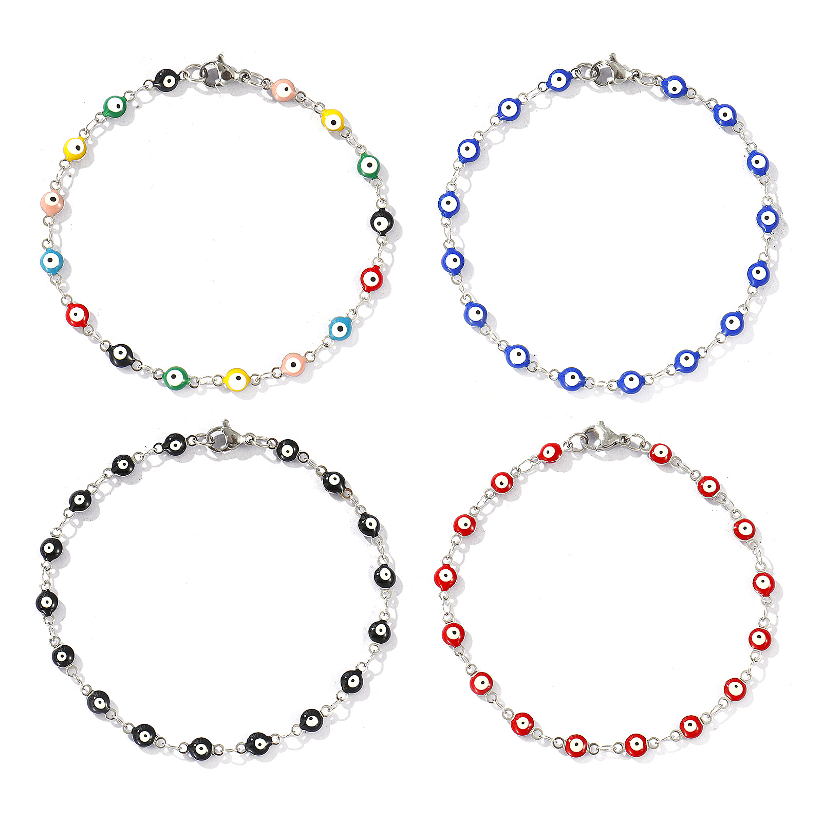 Picture of Stainless Steel Bracelets Round Evil Eye Enamel
