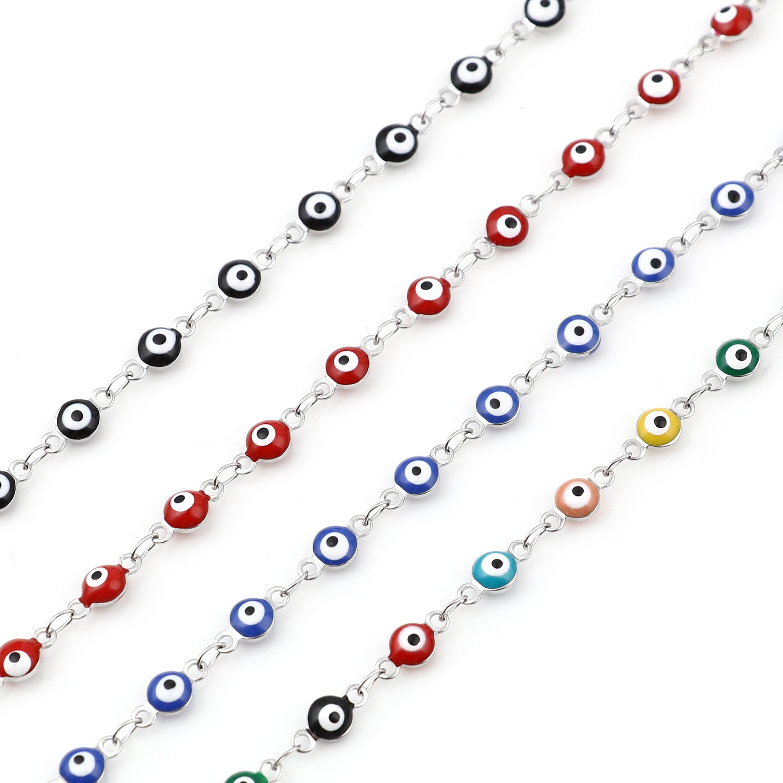 Picture of Stainless Steel Bracelets Round Evil Eye Enamel