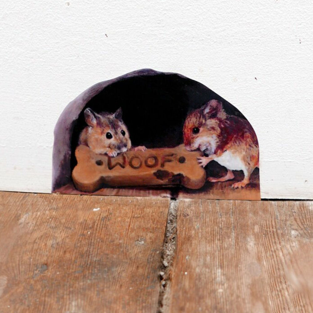Изображение Rat Mouse Hole PVC Glass Window Film Wall Stickers Home Decoration