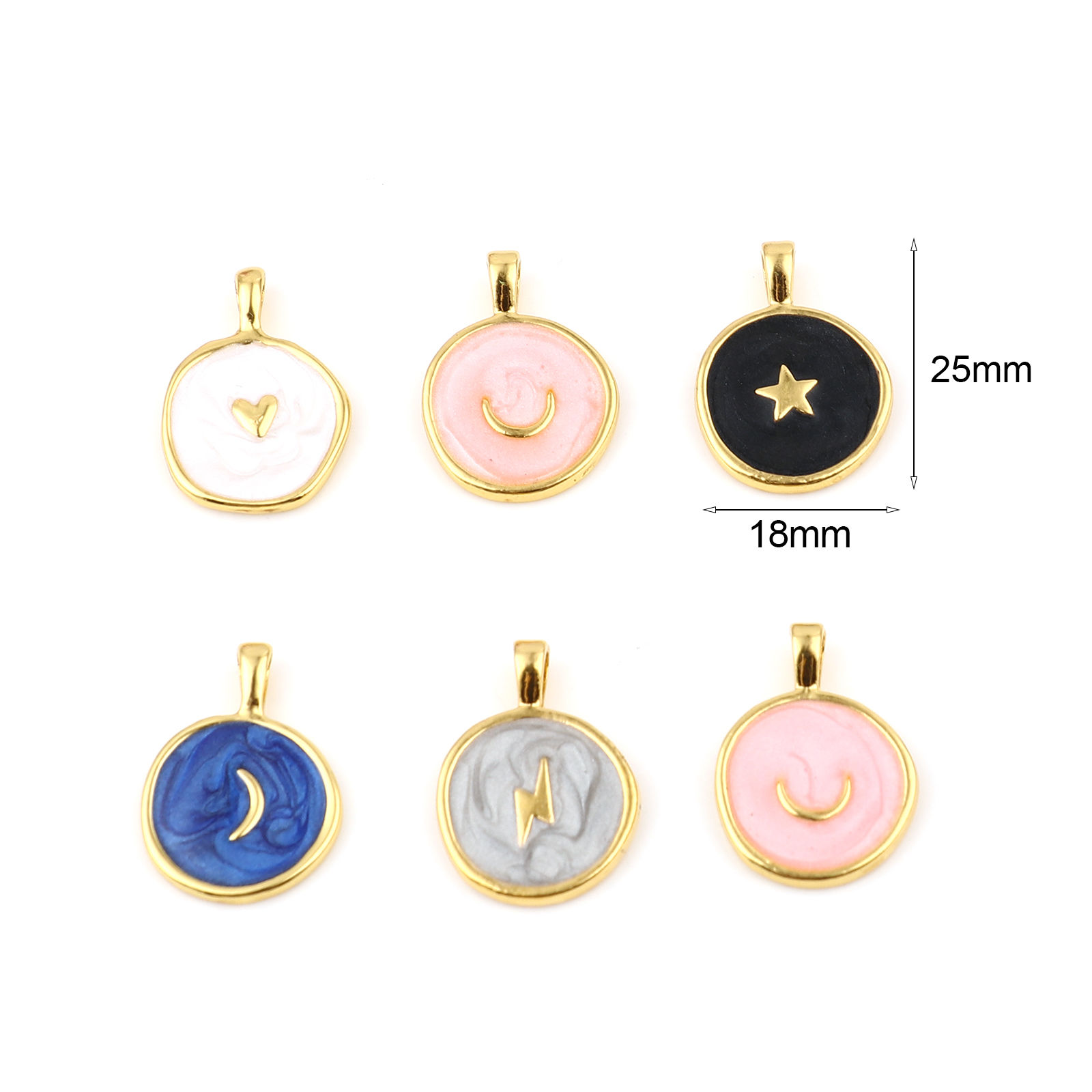 Bild von Zinklegierung Galaxis Charms Rund Emaille 10 Stück