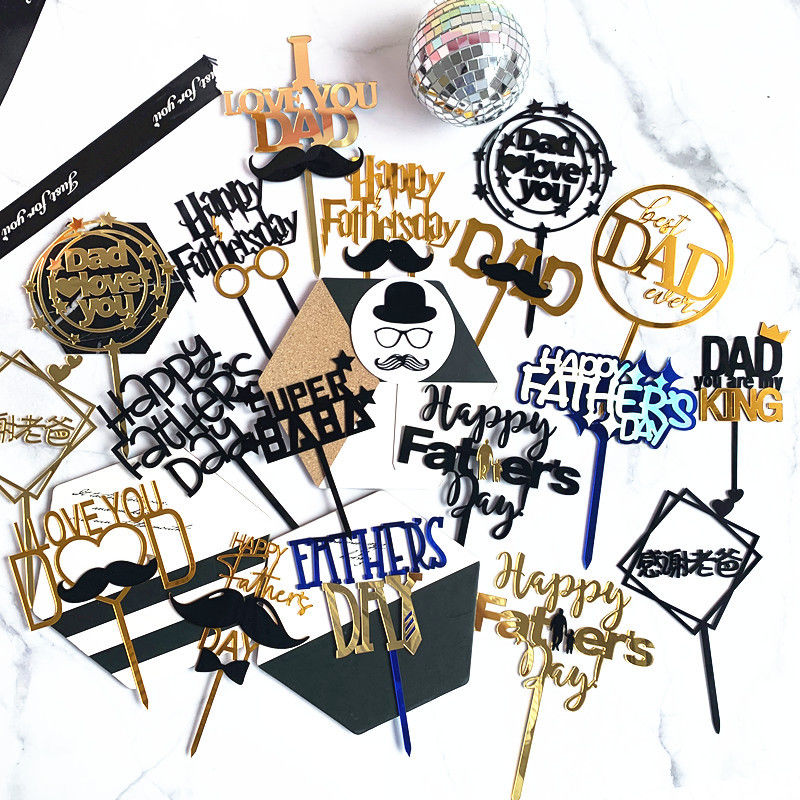 Изображение Father's Day Paper Cake Picks Decoration Birthday Party Accessories