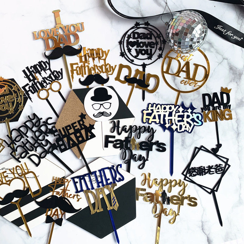 Изображение Father's Day Paper Cake Picks Decoration Birthday Party Accessories