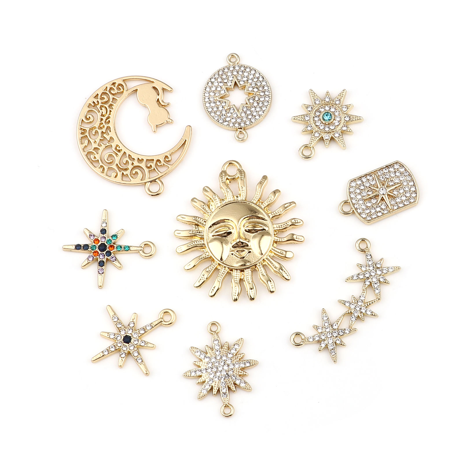Picture of Zinc Based Alloy Galaxy Pendants Star Gold Plated 5 PCs