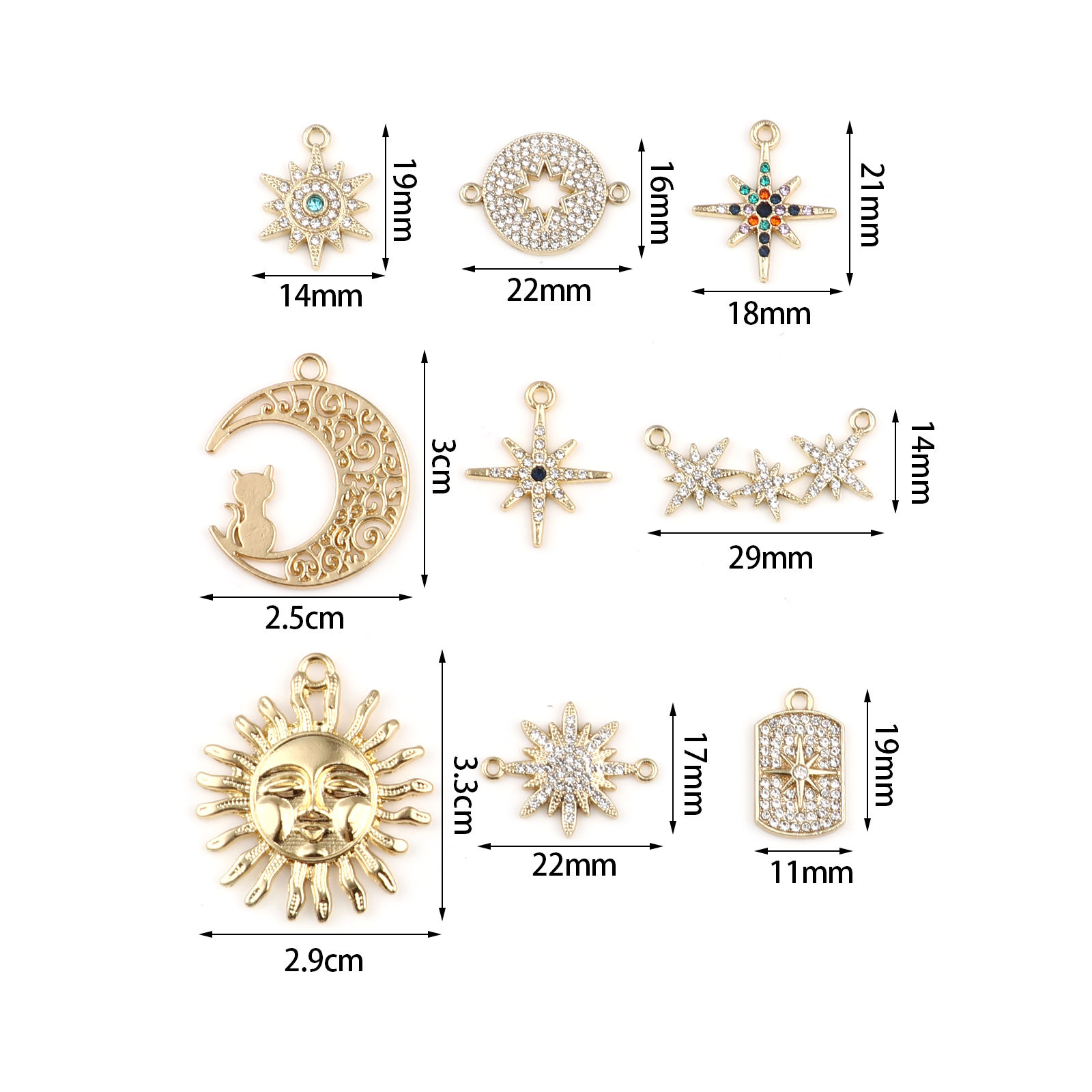 Picture of Zinc Based Alloy Galaxy Pendants Star Gold Plated 5 PCs