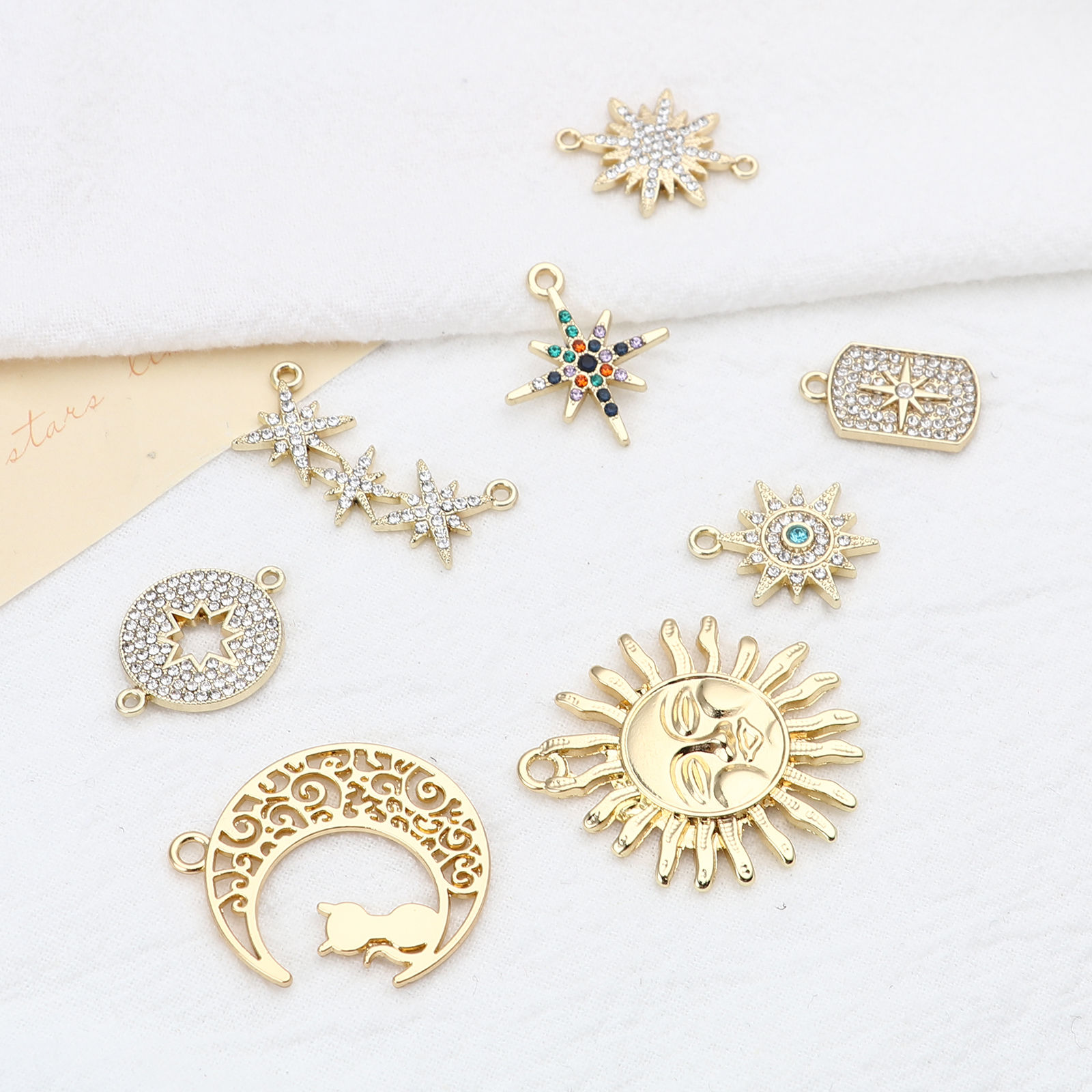 Picture of Zinc Based Alloy Galaxy Pendants Star Gold Plated 5 PCs