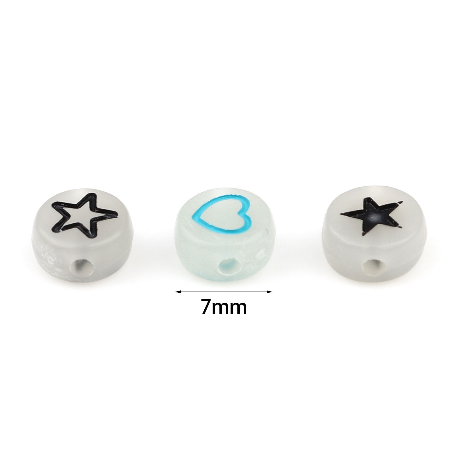 Picture of Acrylic Beads Flat Round Multicolor Pentagram Star Pattern About 7mm Dia., Hole: Approx 1.5mm, 500 PCs