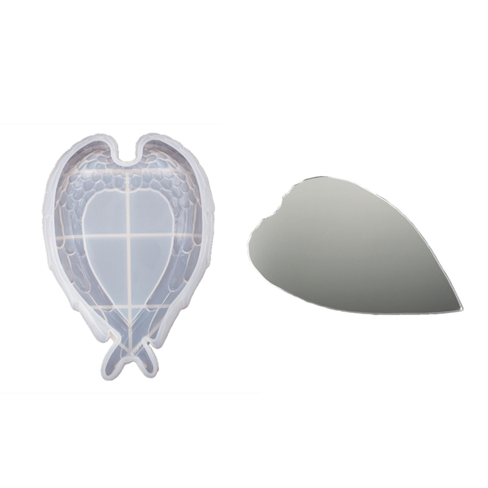 Picture of Silicone Resin Mold For Jewelry Making Mirror Wing White 1 Piece