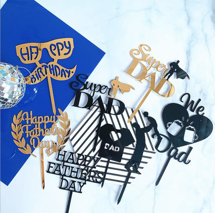 Picture of Father's Day Acrylic Cake Picks Decoration Birthday Party Accessories