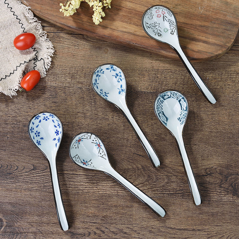 Изображение Flower Japanese Style Ceramic Spoon Tableware