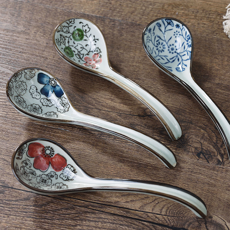 Изображение Flower Japanese Style Ceramic Spoon Tableware