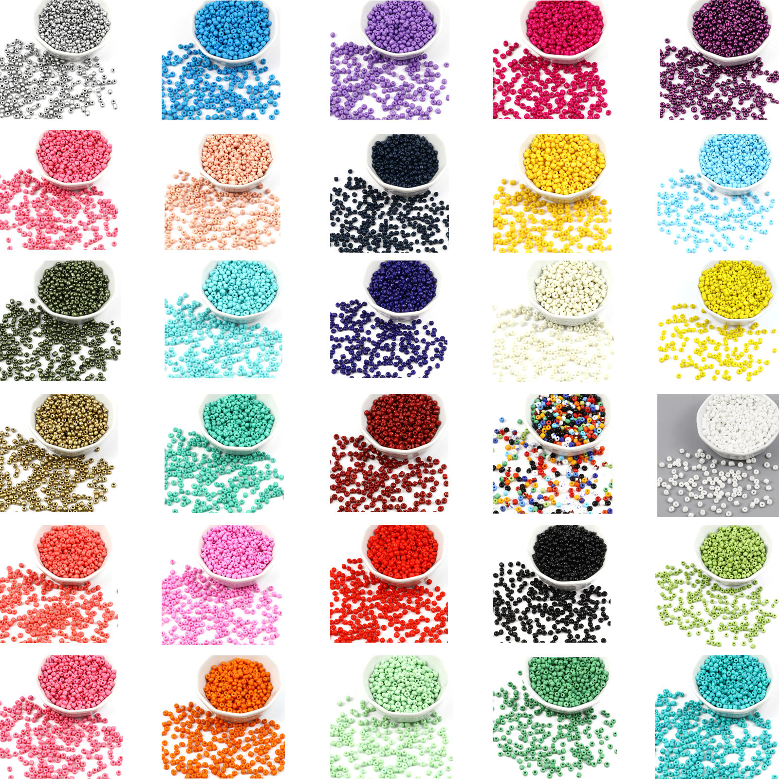 Picture of Glass Seed Seed Beads Cylinder Multicolor 4mm x 3mm, Hole: Approx 1.2mm, 1 Packet ( 5100 PCs/Packet)