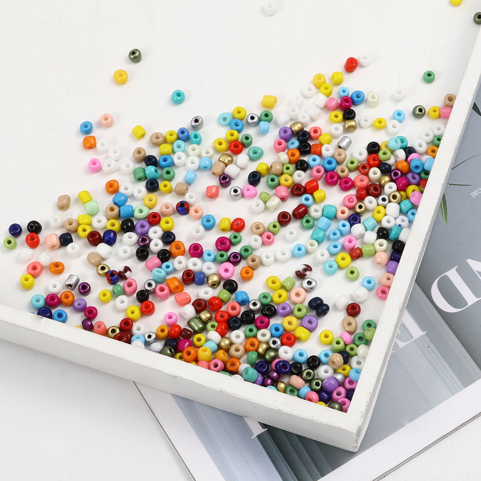 Picture of Glass Seed Seed Beads Cylinder Multicolor 4mm x 3mm, Hole: Approx 1.2mm, 1 Packet ( 5100 PCs/Packet)