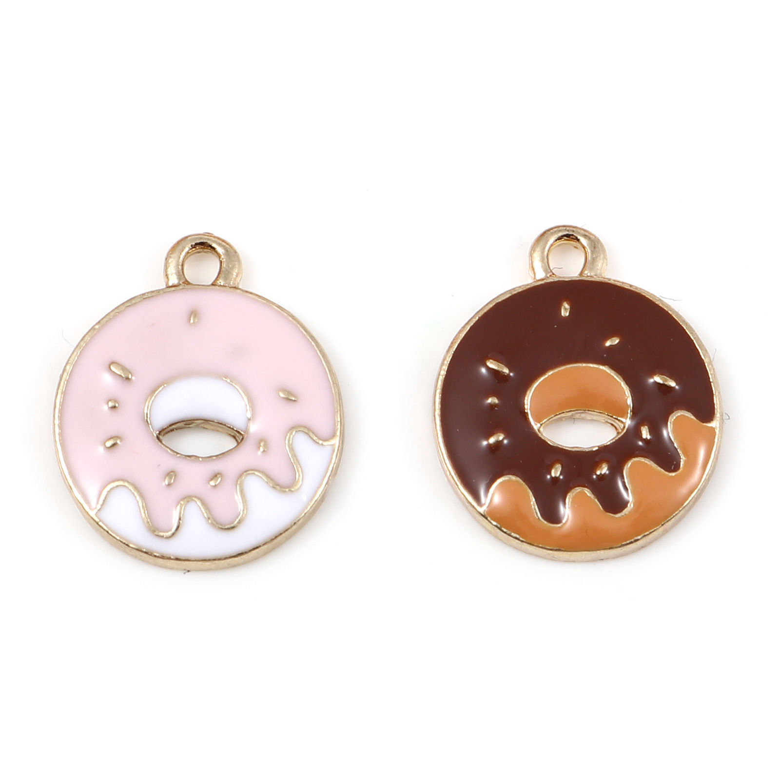 Picture of Zinc Based Alloy Charms Donut Gold Plated Multicolor Enamel 17mm x 14mm, 10 PCs