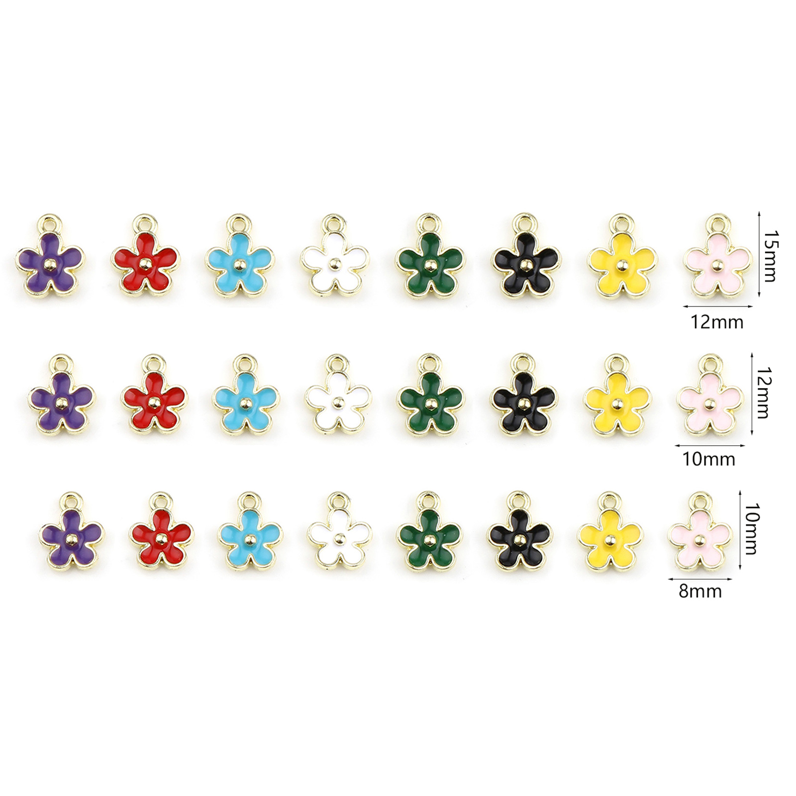 Picture of Zinc Based Alloy Charms Flower Gold Plated Multicolor Enamel 12mm x 10mm, 20 PCs