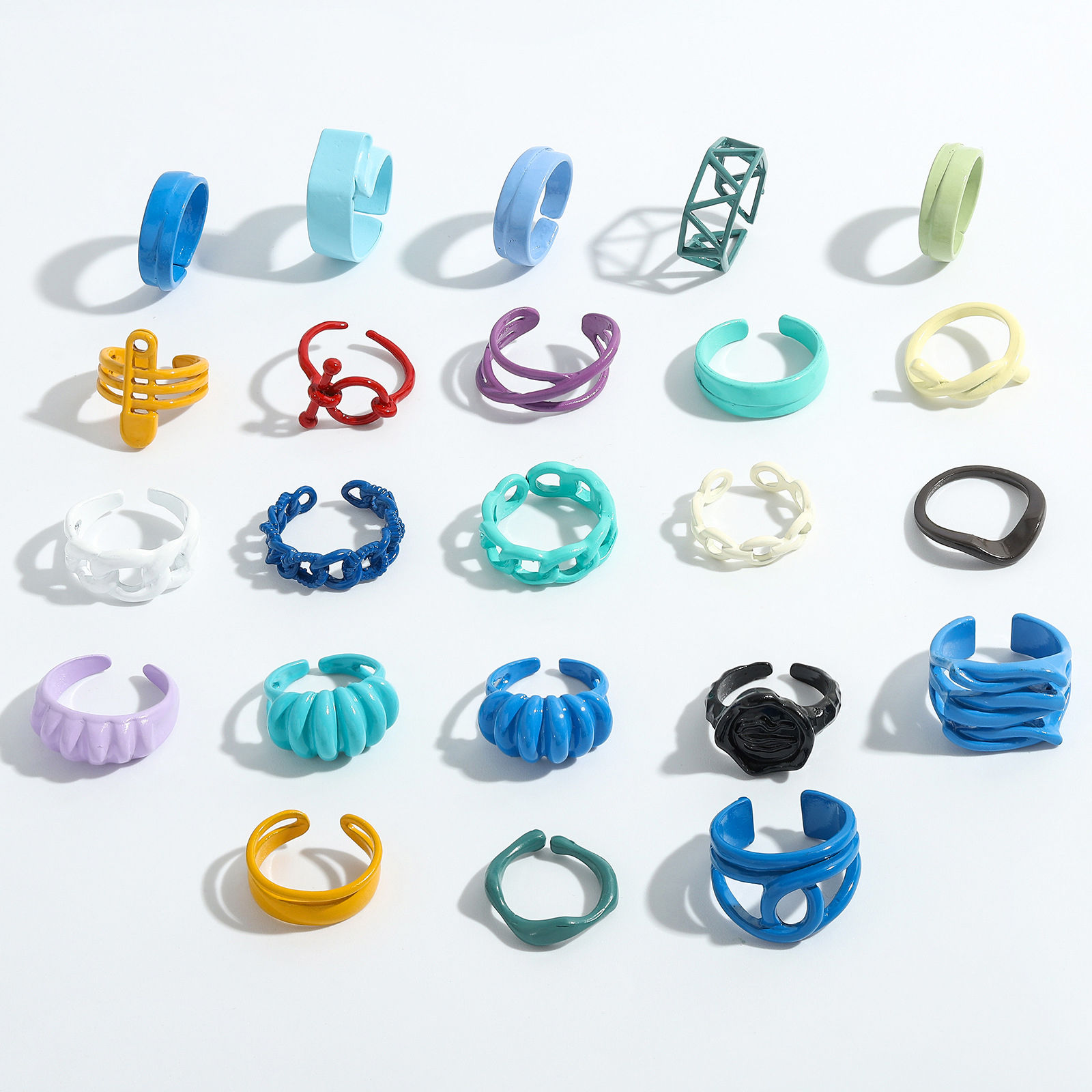 Picture of Painted Open Adjustable Rings Multicolor 1 Piece