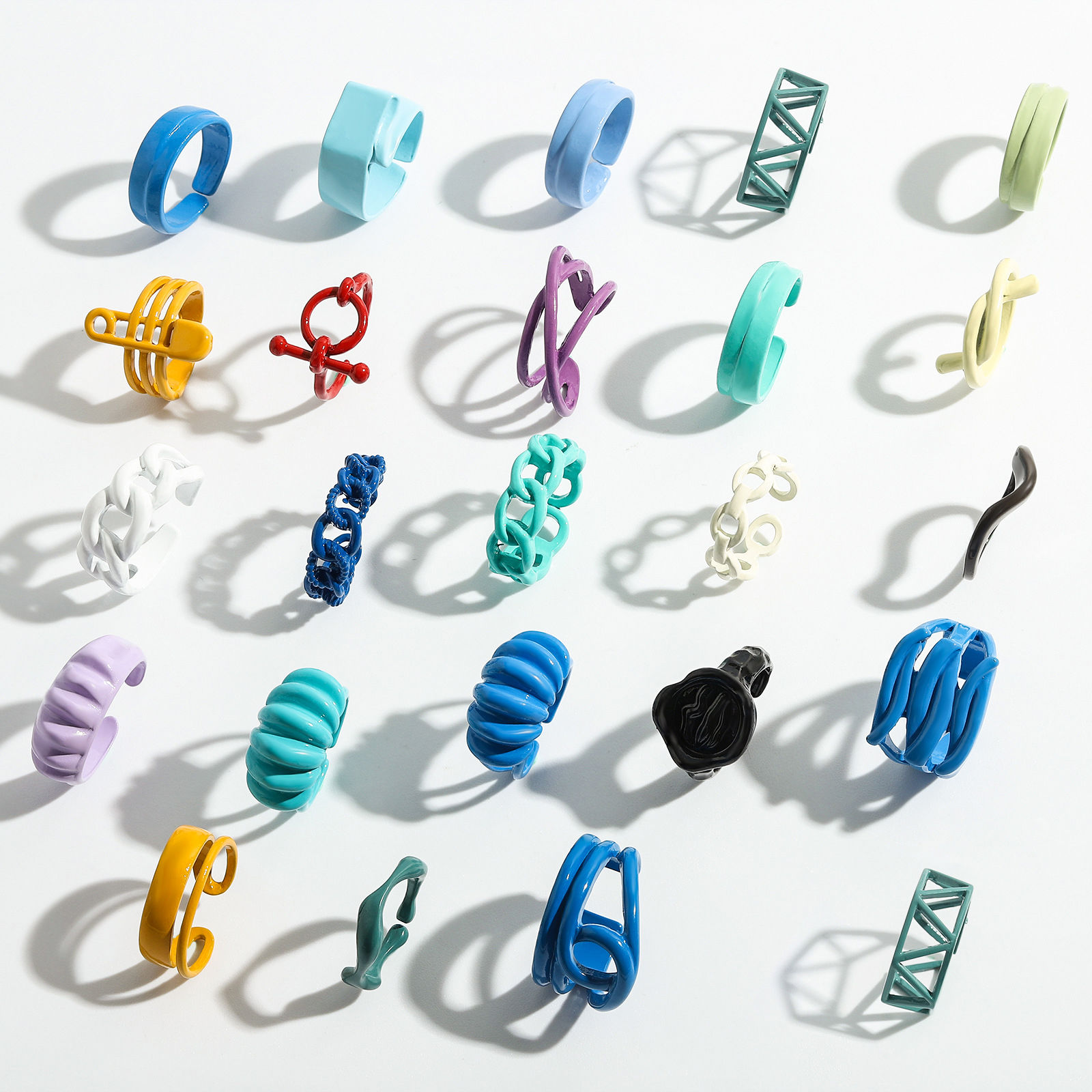 Picture of Painted Open Adjustable Rings Multicolor 1 Piece