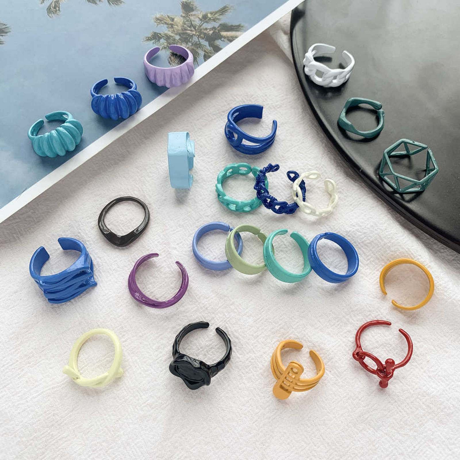 Picture of Painted Open Adjustable Rings Multicolor 1 Piece