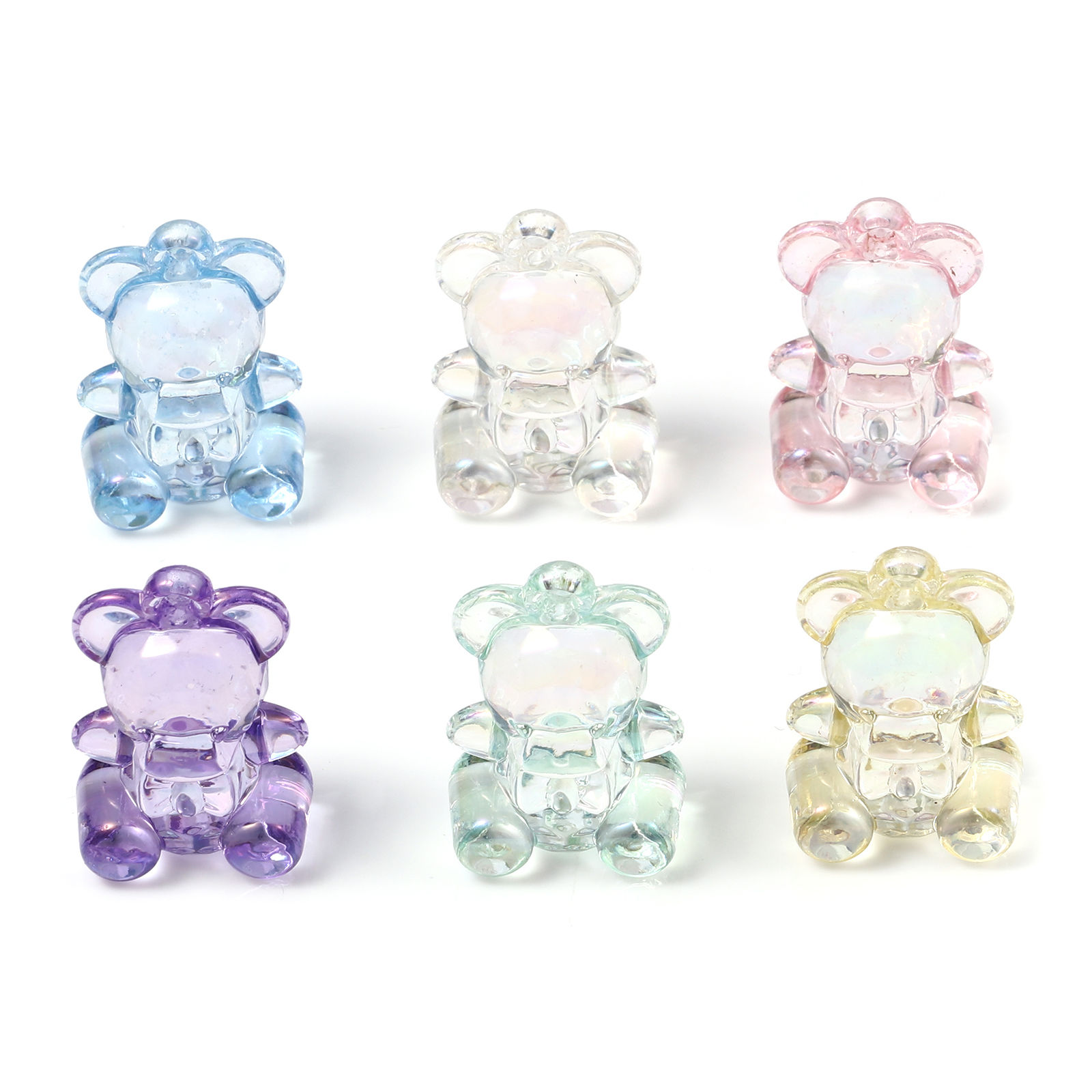 Picture of Acrylic Charms Bear Animal Multicolor AB Color 29mm x 19mm, 10 PCs