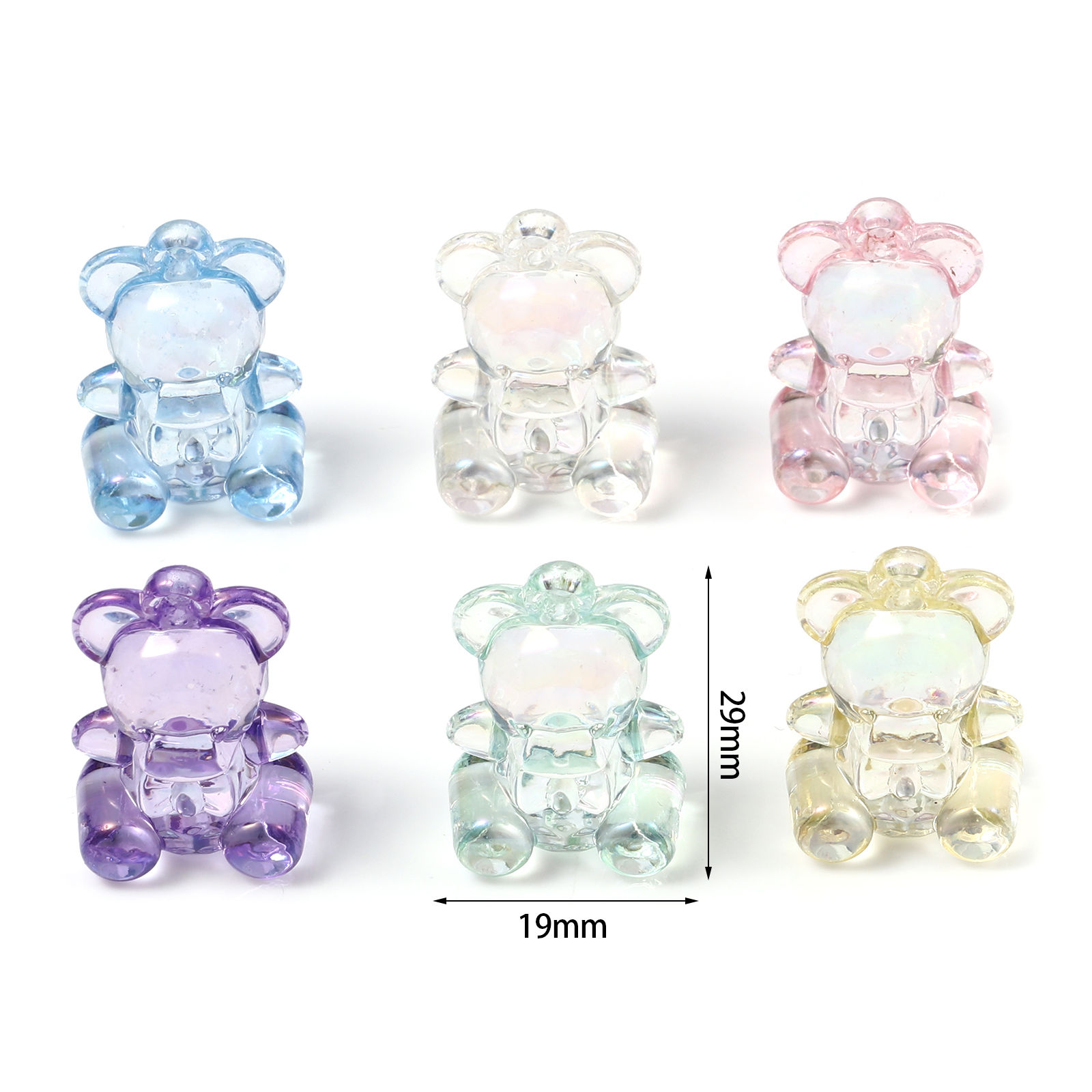 Picture of Acrylic Charms Bear Animal Multicolor AB Color 29mm x 19mm, 10 PCs