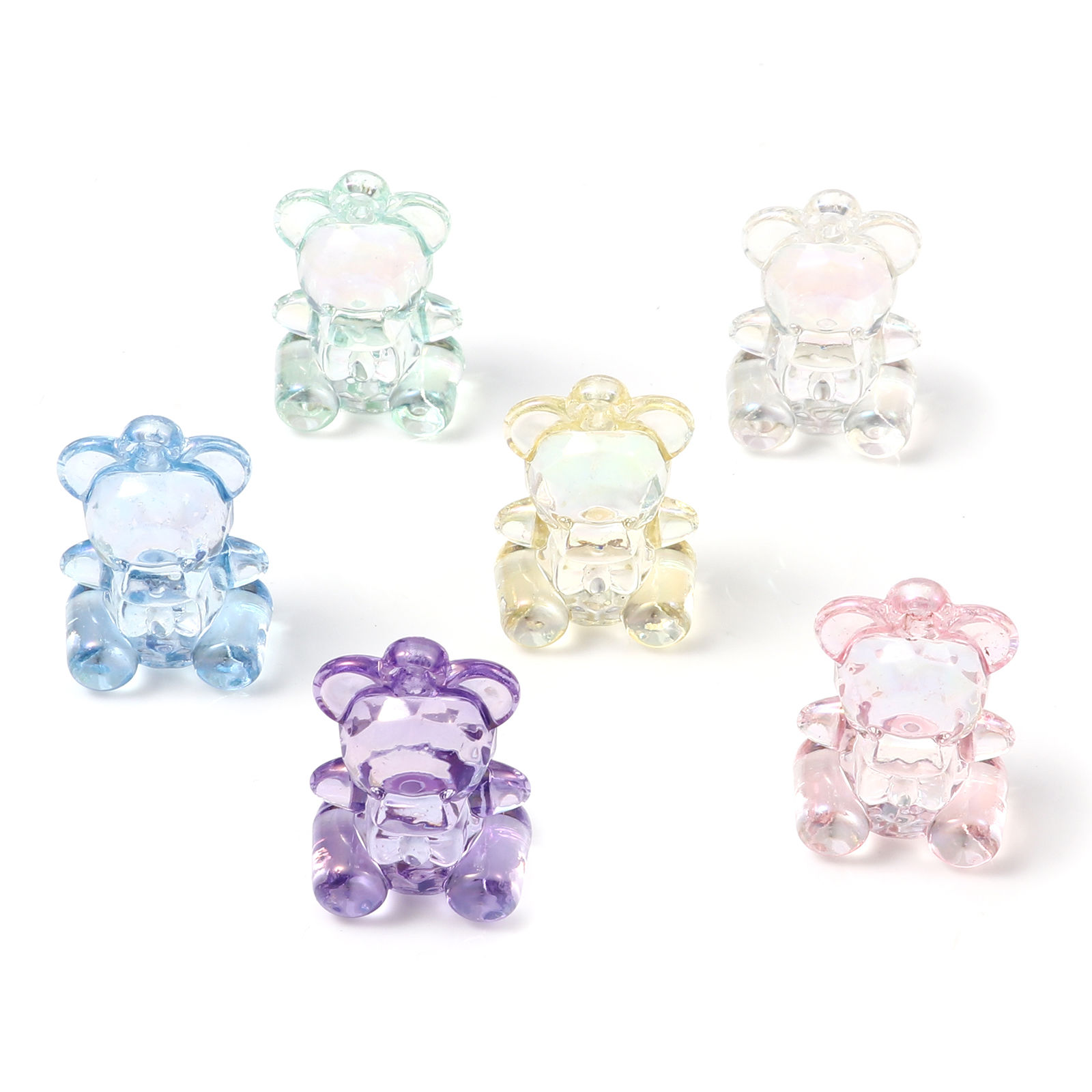 Picture of Acrylic Charms Bear Animal Multicolor AB Color 29mm x 19mm, 10 PCs