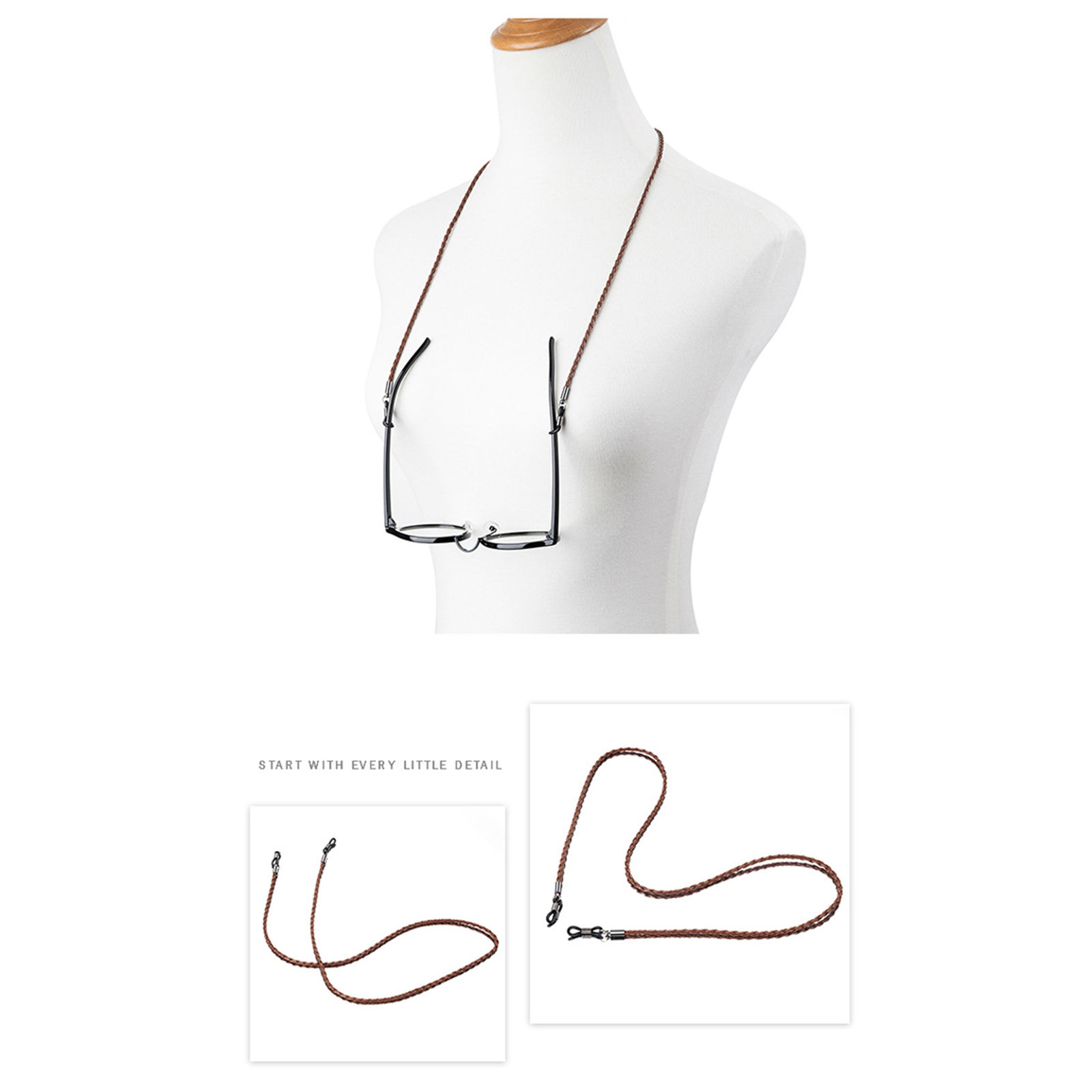 Picture of PU Leather Eyeglasses Chain Holder Multicolor 70cm(27 4/8") long, 1 Piece