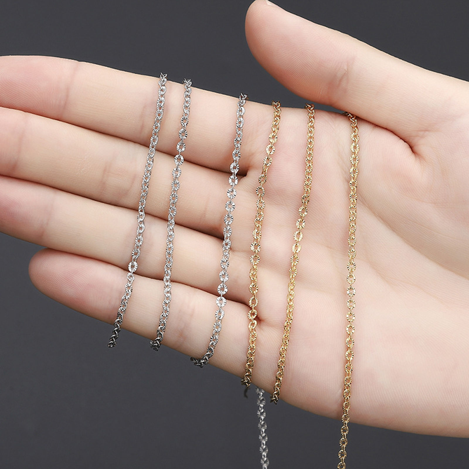 Picture of 1 M Vacuum Plating Stainless Steel Textured Chain For Handmade DIY Jewelry Making Findings Multicolor 2.8x2.3mm