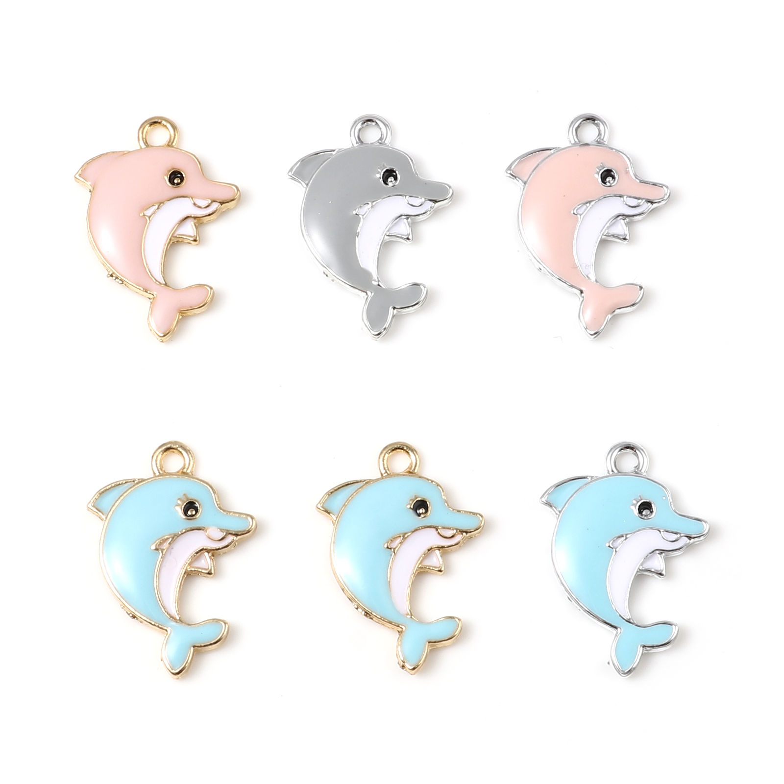 Imagen de Zamak Joyería del océano Colgantes Charms Ballena Multicolor Esmalte 20mm x 16mm, 10 Unidades