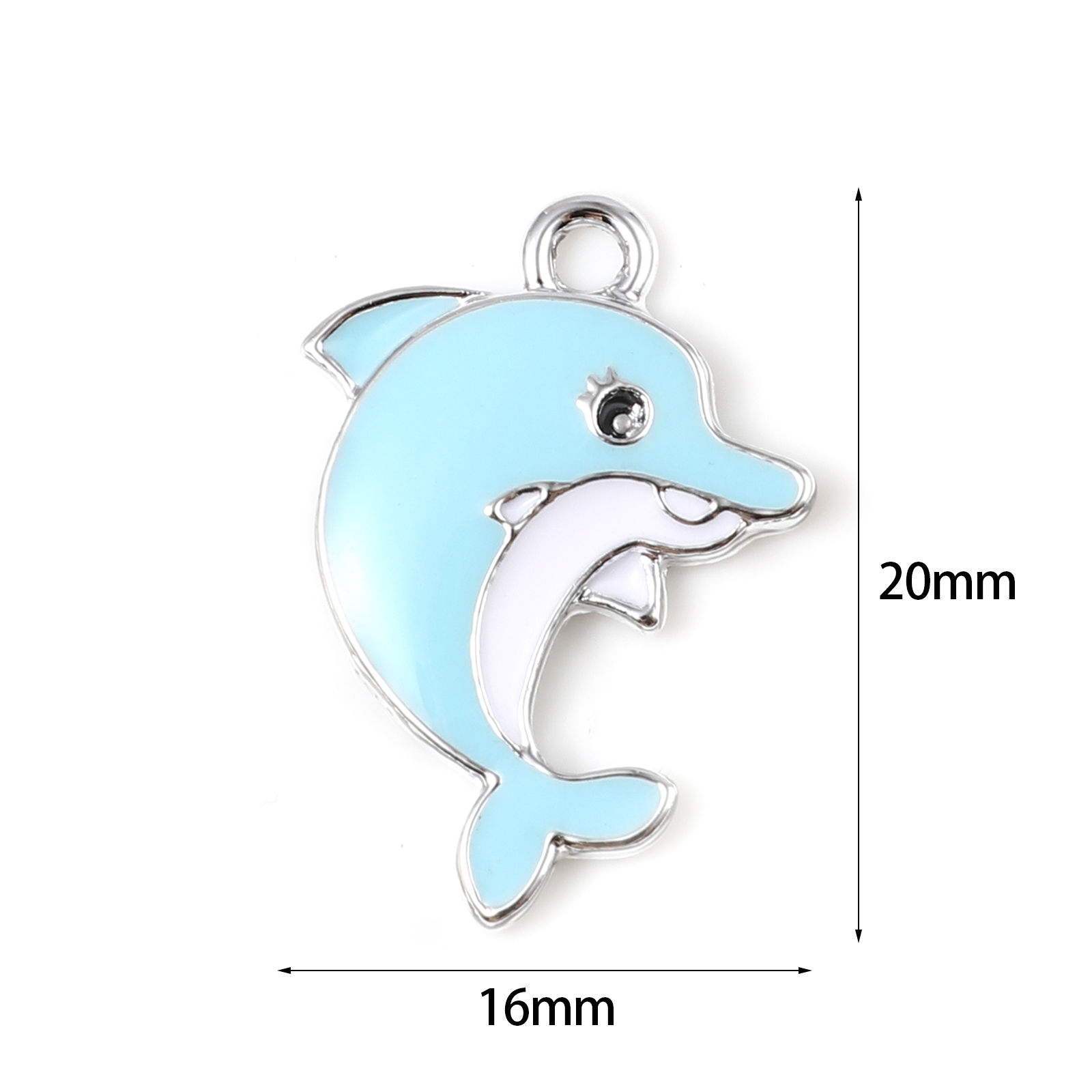 Imagen de Zamak Joyería del océano Colgantes Charms Ballena Multicolor Esmalte 20mm x 16mm, 10 Unidades