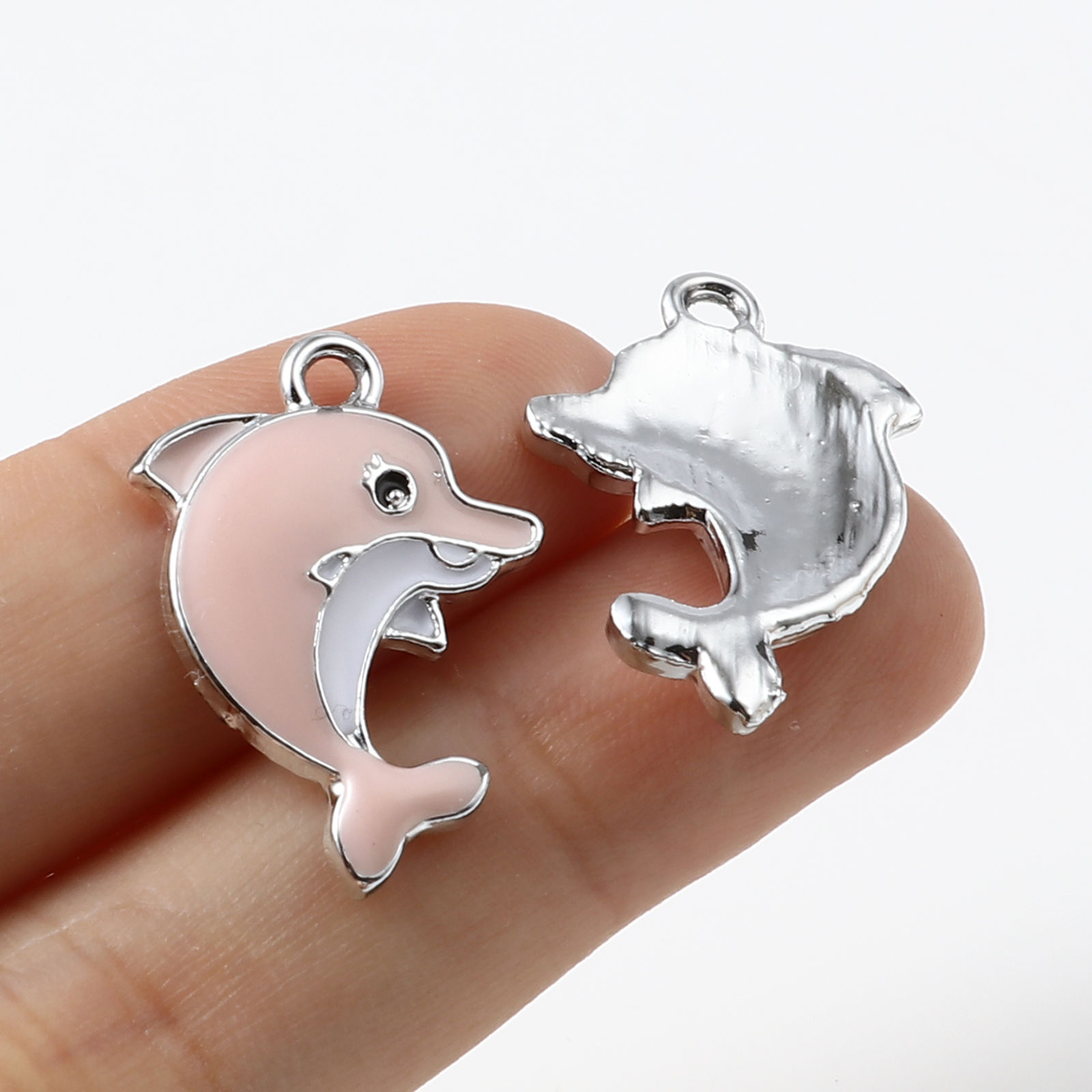 Imagen de Zamak Joyería del océano Colgantes Charms Ballena Multicolor Esmalte 20mm x 16mm, 10 Unidades